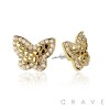 PAIR OF 18K GOLD PLATED INGOT CENTERED BUTTERFLY SHAPE NUGGET EARRINGS